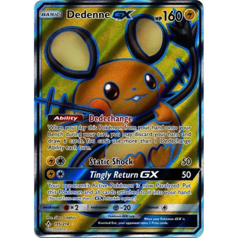 Pokemon Card Unbroken Bonds 195/214 Dedenne GX Full Art Ultra