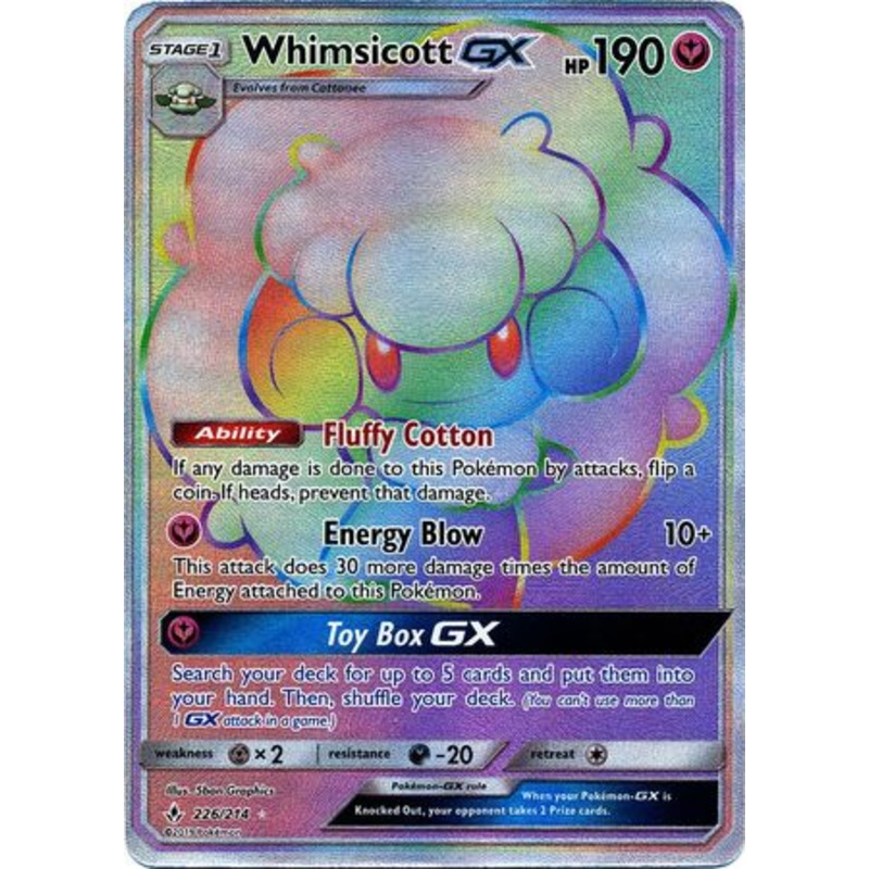 Pokemon Card Unbroken Bonds 226/214 Whimsicott GX Hyper Rare