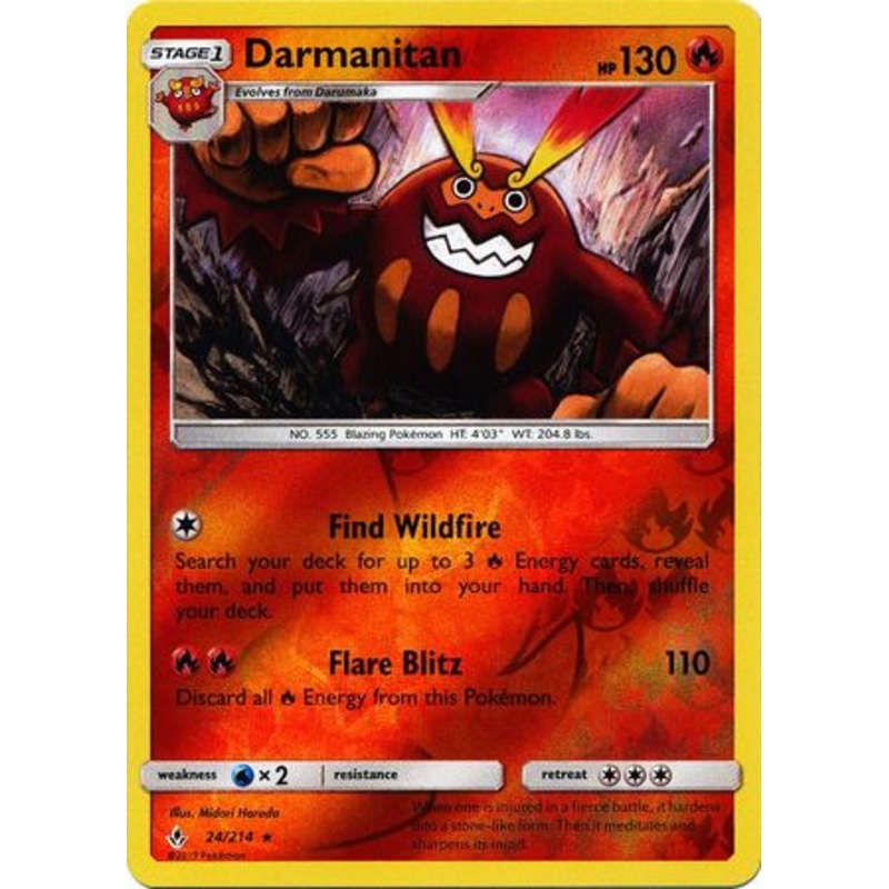 Pokemon Card Unbroken Bonds 24/214 024/214 Darmanitan Rare Reverse Holo