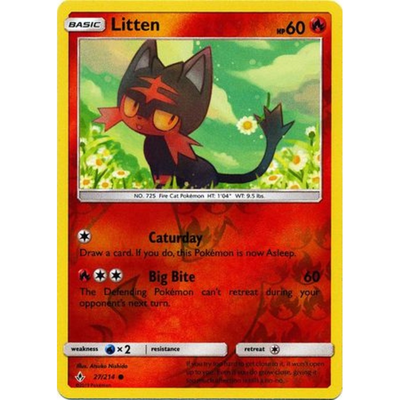 Pokemon Card Unbroken Bonds 27/214 027/214 Litten Common Reverse Holo