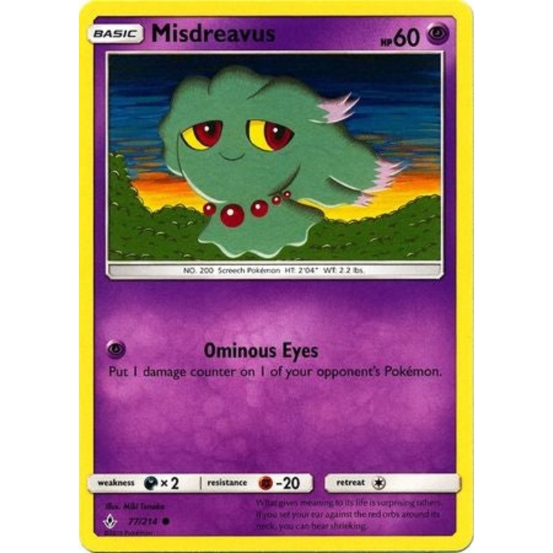 Pokemon Card Unbroken Bonds 77/214 077/214 Misdreavus Common