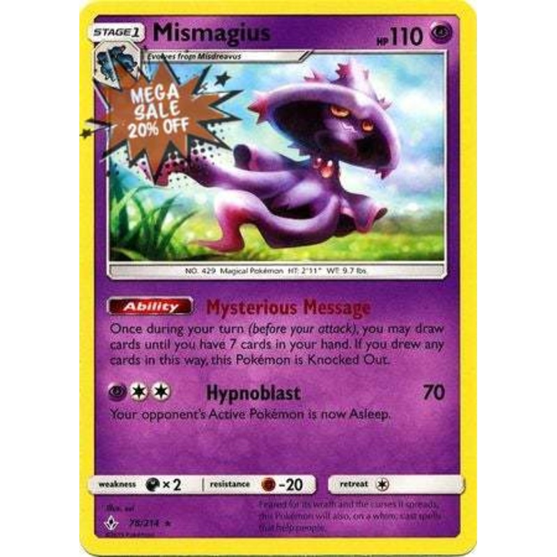 Pokemon Card Unbroken Bonds 78/214 078/214 Mismagius Rare