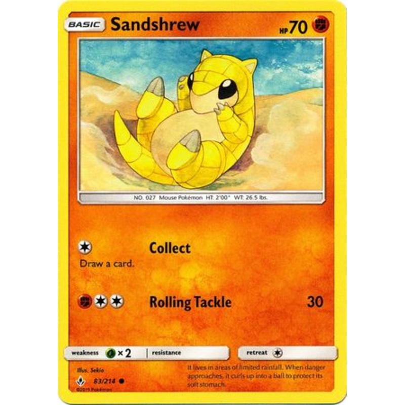 Pokemon Card Unbroken Bonds 83/214 083/214 Sandshrew Common