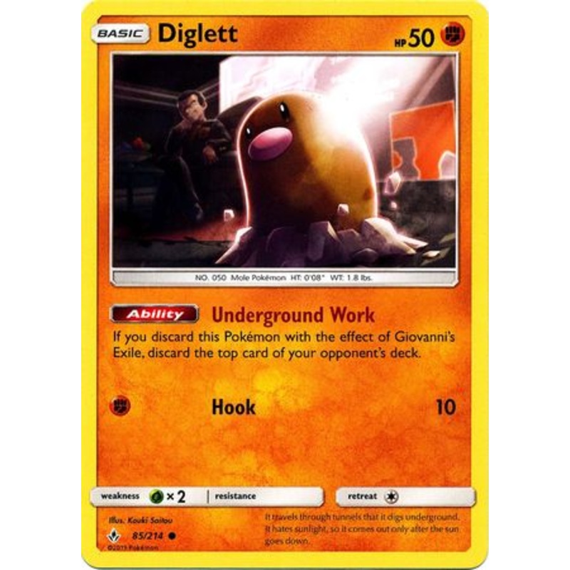 Pokemon Card Unbroken Bonds 85/214 085/214 Diglett Common