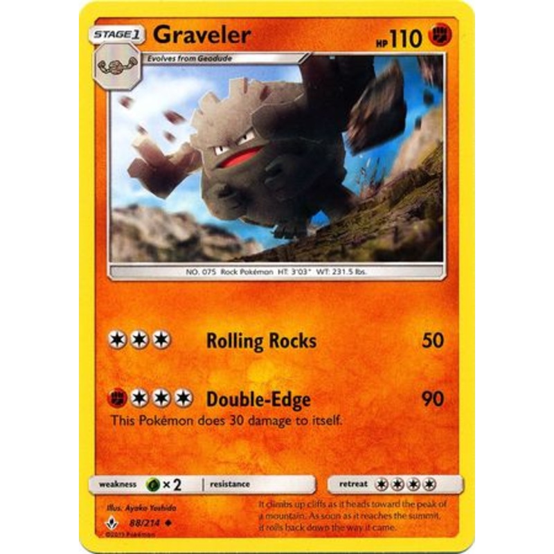 Pokemon Card Unbroken Bonds 88/214 088/214 Graveler Uncommon