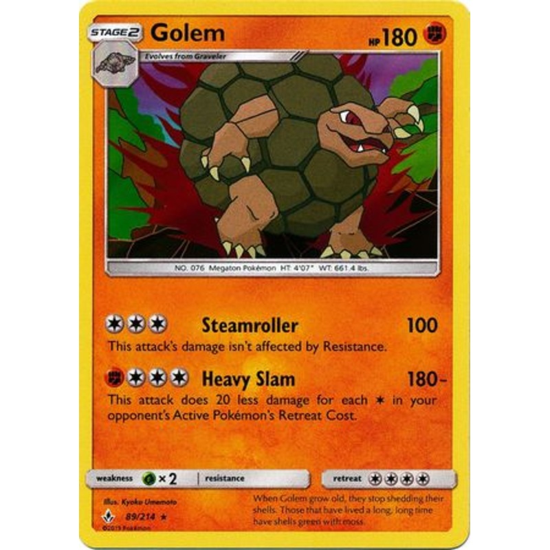 Pokemon Card Unbroken Bonds 89/214 089/214 Golem Holo Rare