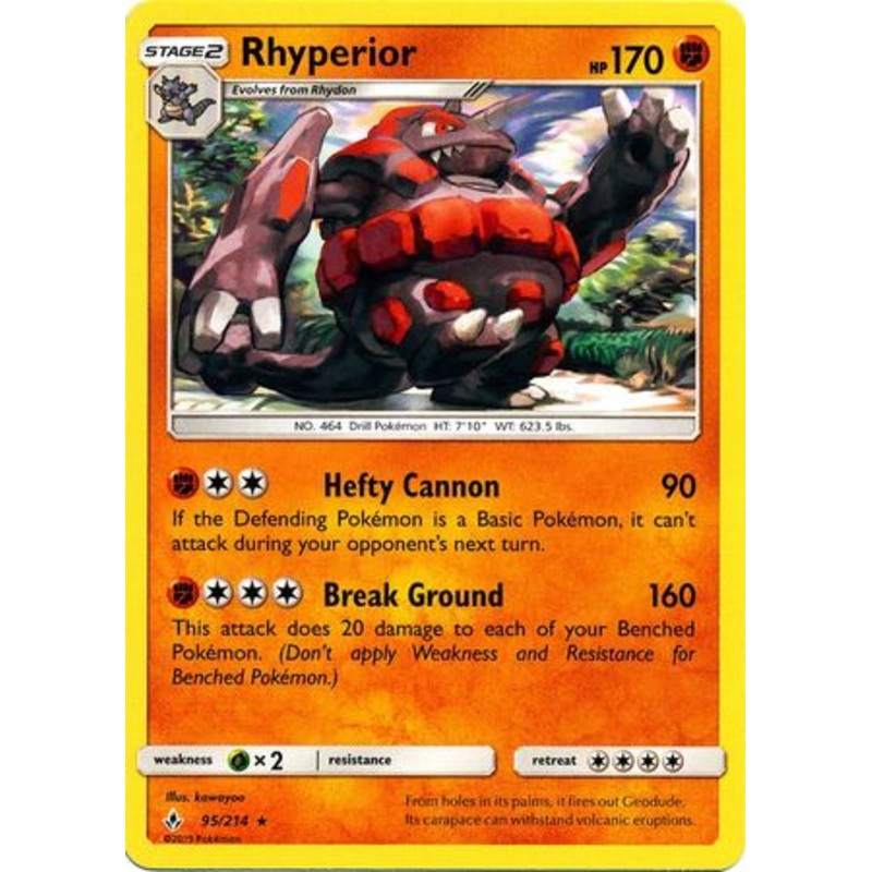 Pokemon Card Unbroken Bonds 95/214 095/214 Rhyperior Rare