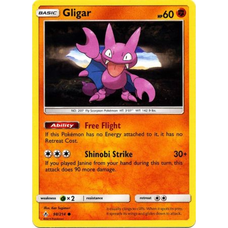 Pokemon Card Unbroken Bonds 98/214 098/214 Gligar Common