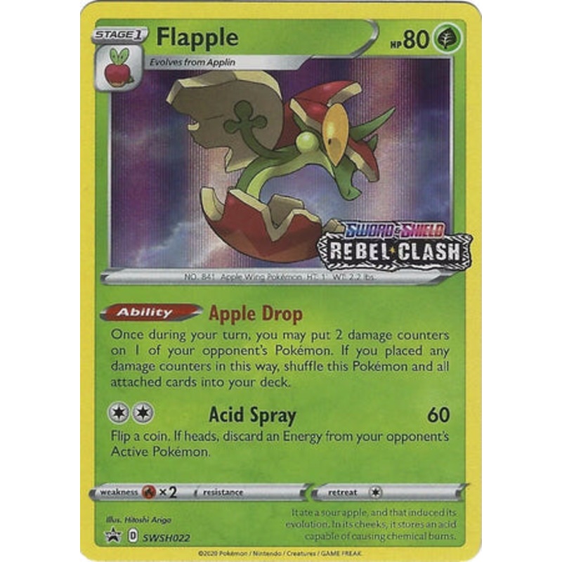 Pokemon Card SWSH Black Star Promos SWSH022 Flapple Prerelease promo