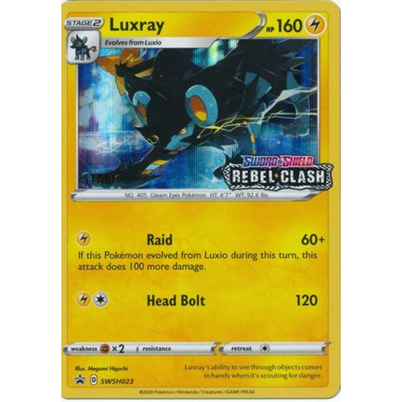 Pokemon Card SWSH Black Star Promos SWSH023 Luxray Prerelease staff promo