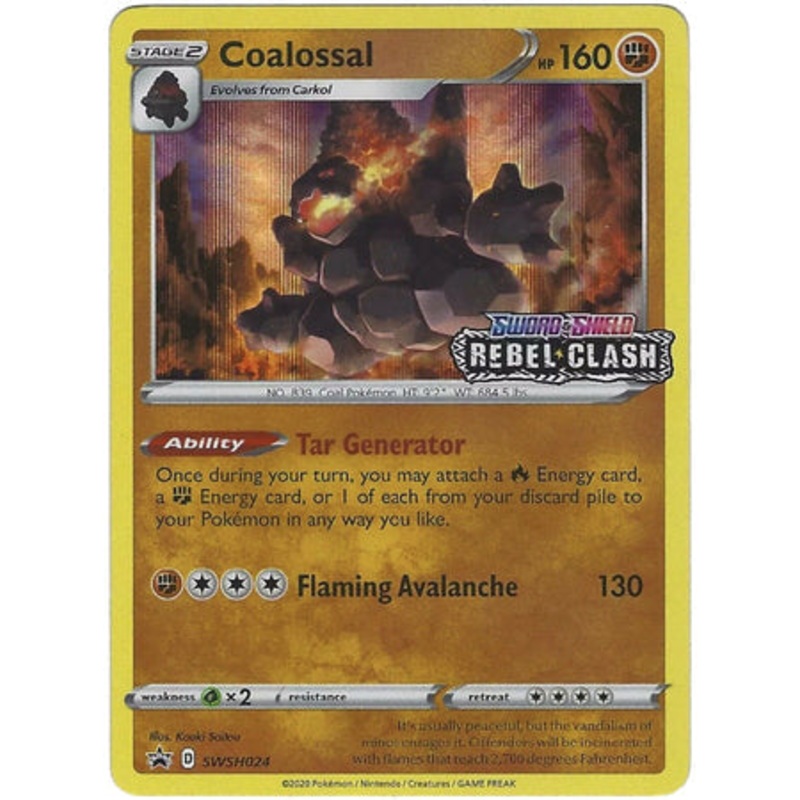 Pokemon Card SWSH Black Star Promos SWSH024 Coalossal Prerelease participation promo