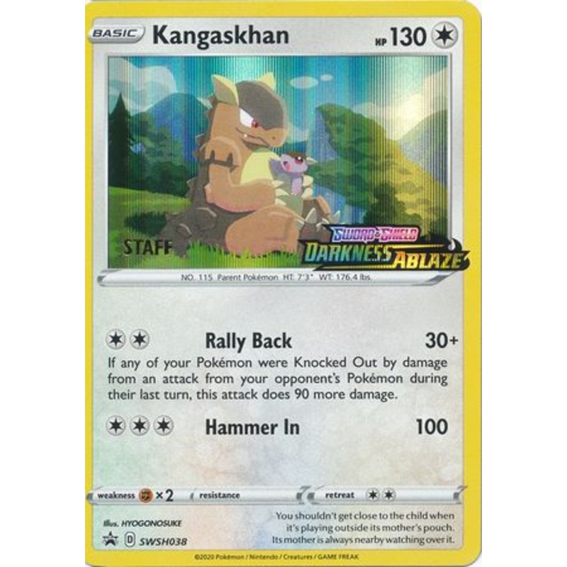 Pokemon Card SWSH Black Star Promos SWSH038 Kangaskhan Prerelease staff promo