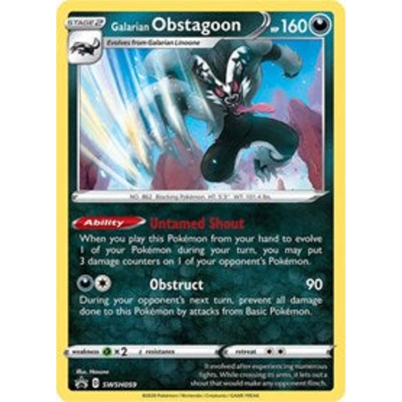 Pokemon Card SWSH Black Star Promos SWSH059 Galarian Obstagoon