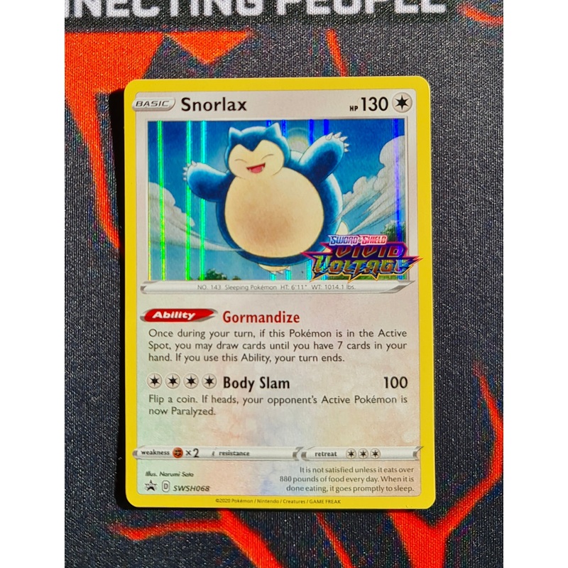 Pokemon Card SWSH Black Star Promos SWSH068 Snorlax Prerelease participation promo
