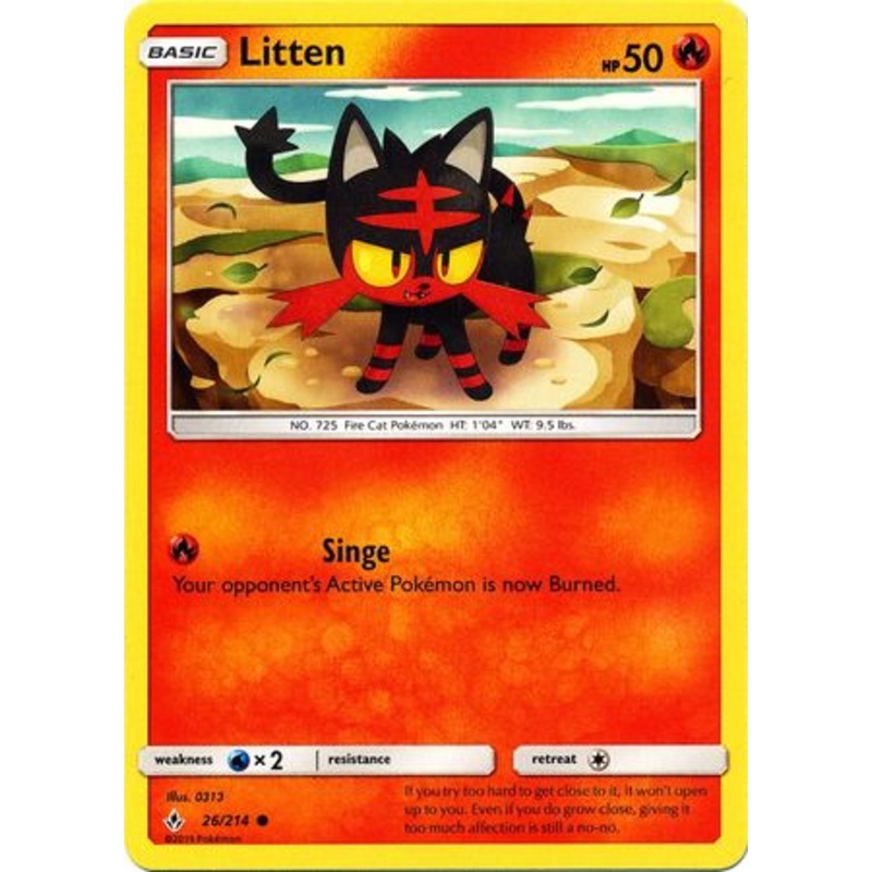 Pokemon Card Unbroken Bonds 26/214 026/214 Litten Common