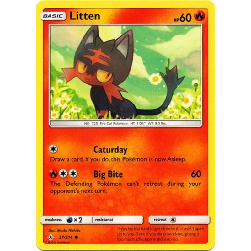 Pokemon Card Unbroken Bonds 27/214 027/214 Litten Common