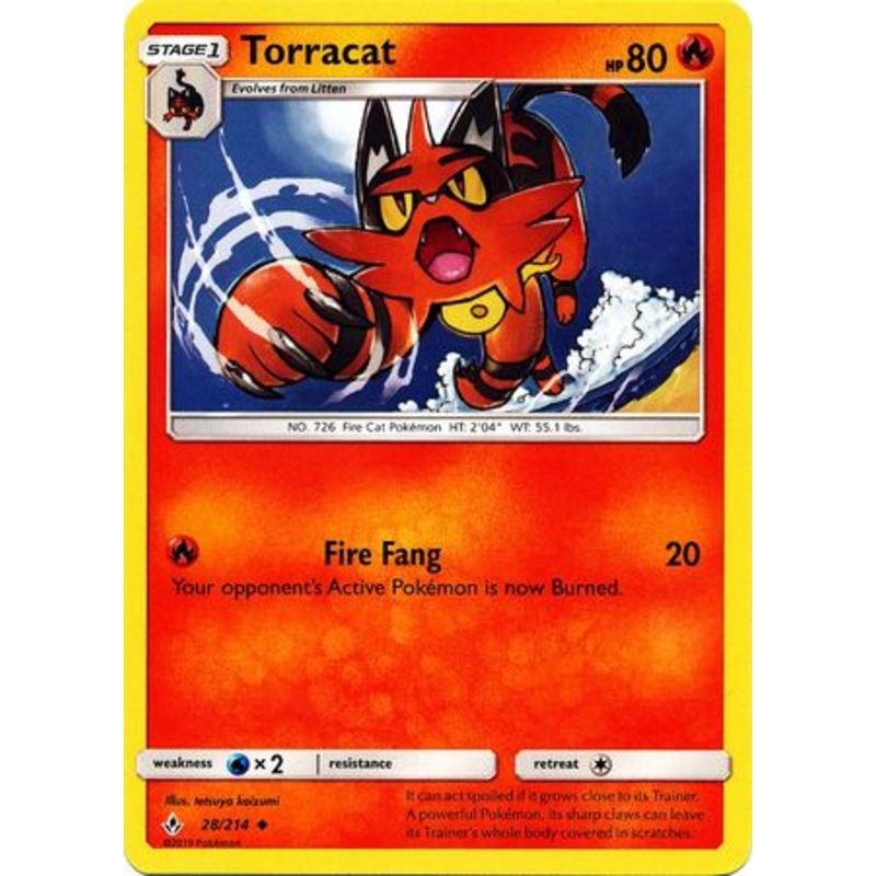 Pokemon Card Unbroken Bonds 28/214 028/214 Torracat Uncommon