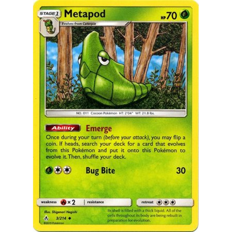 Pokemon Card Unbroken Bonds 3/214 003/214 Metapod Uncommon
