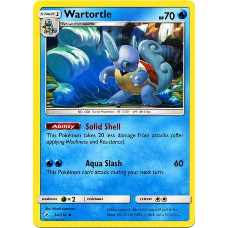 Pokemon Card Unbroken Bonds 34/214 034/214 Wartortle Uncommon