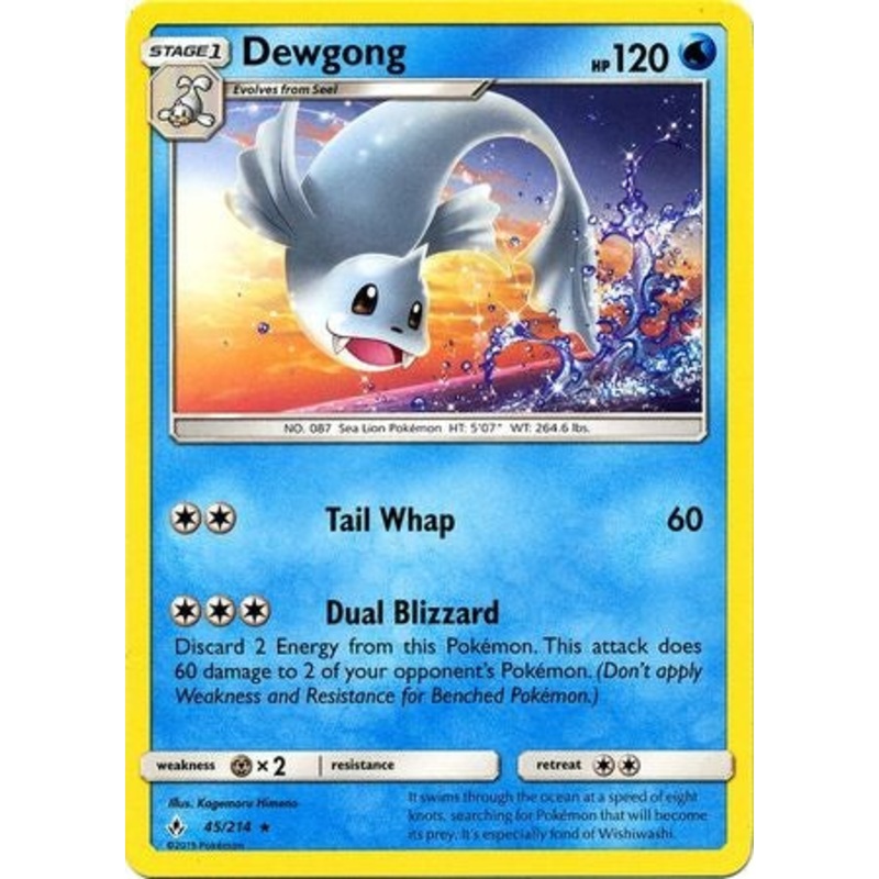 Pokemon Card Unbroken Bonds 45/214 045/214 Dewgong Rare