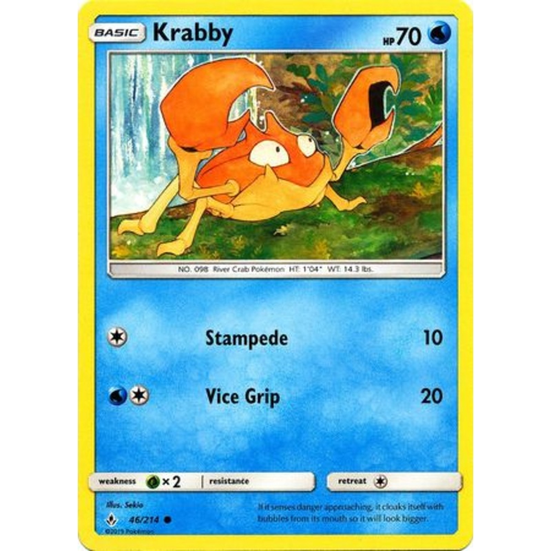 Pokemon Card Unbroken Bonds 46/214 046/214 Krabby Common