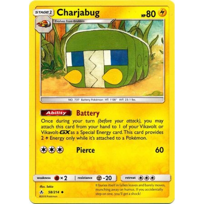 Pokemon Card Unbroken Bonds 58/214 058/214 Charjabug Uncommon