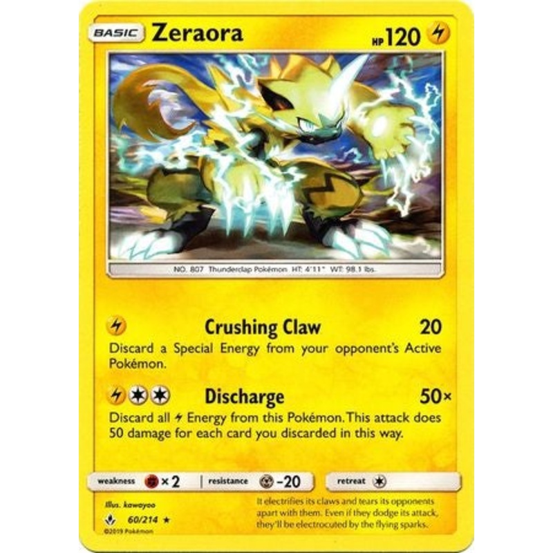 Pokemon Card Unbroken Bonds 60/214 060/214 Zeraora Rare