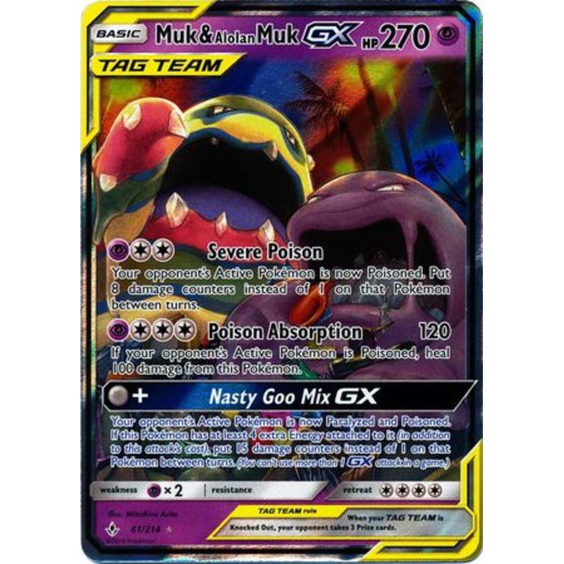 Pokemon Card Unbroken Bonds 61/214 061/214 Muk & Alolan Muk Tag Team GX Ultra Rare