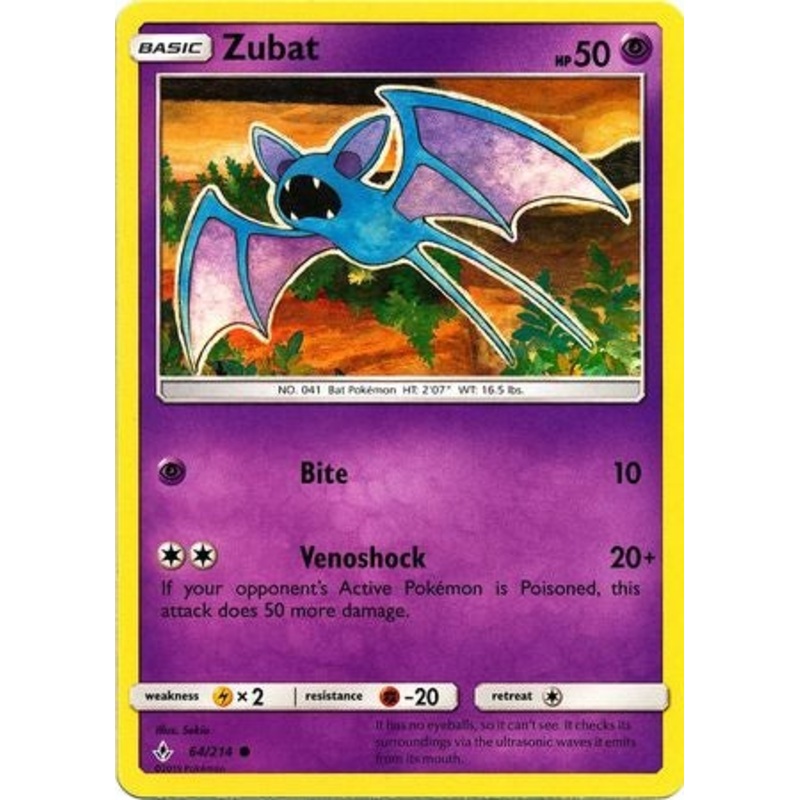 Pokemon Card Unbroken Bonds 64/214 064/214 Zubat Common