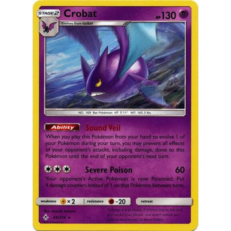 Pokemon Card Unbroken Bonds 66/214 066/214 Crobat Holo Rare