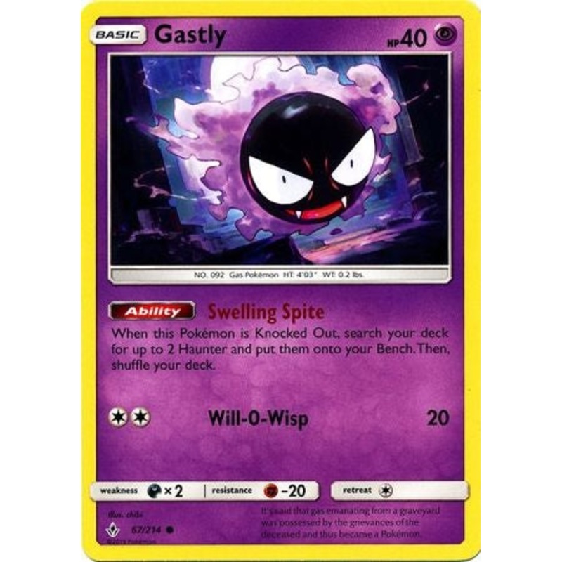 Pokemon Card Unbroken Bonds 67/214 067/214 Gastly Common