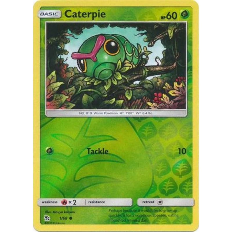 Pokemon Card Hidden Fates 1/68 Caterpie Common Reverse Holo