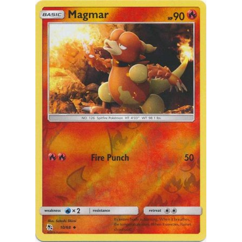 Pokemon Card Hidden Fates 10/68 Magmar Uncommon Reverse Holo