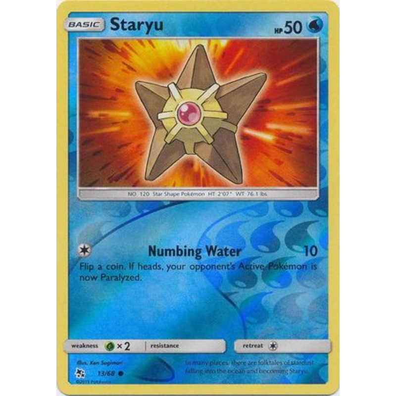 Pokemon Card Hidden Fates 13/68 Staryu Common Reverse Holo