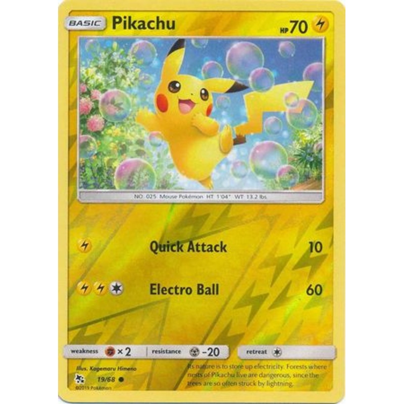 Pokemon Card Hidden Fates 19/68 Pikachu Common Reverse Holo