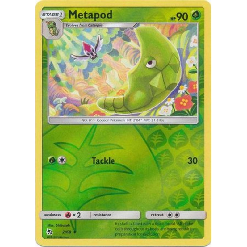 Pokemon Card Hidden Fates 2/68 Metapod Uncommon Reverse Holo