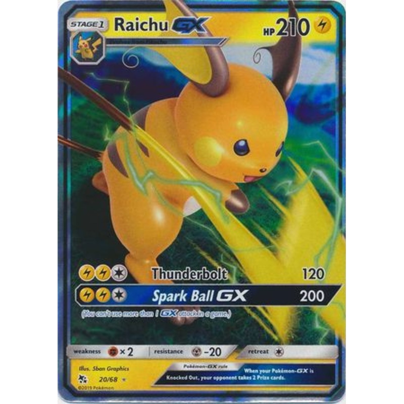 Pokemon Card Hidden Fates 20/68 Raichu GX Ultra Rare