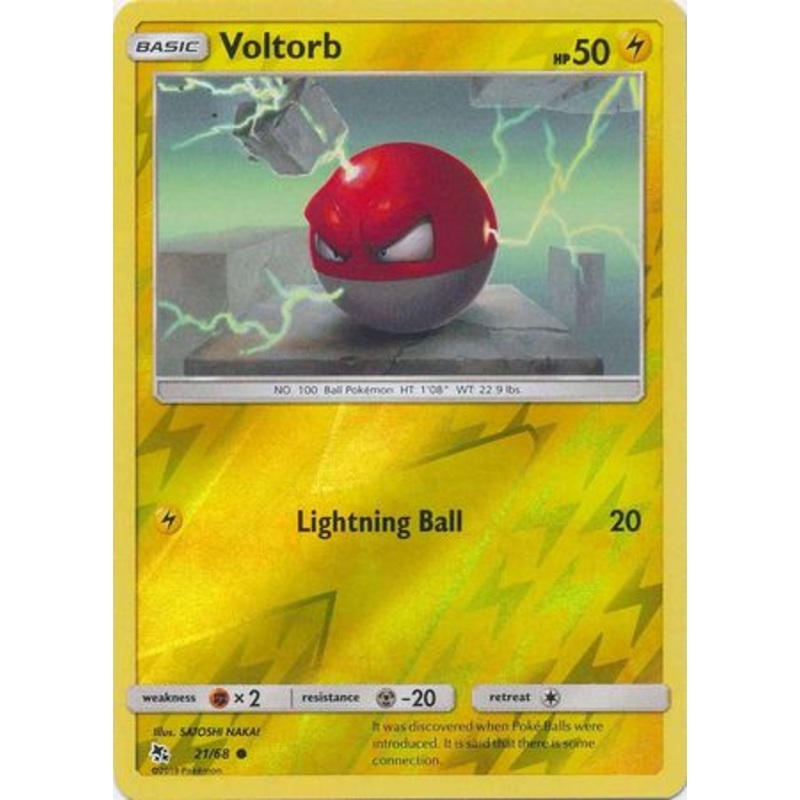 Pokemon Card Hidden Fates 21/68 Voltorb Common Reverse Holo