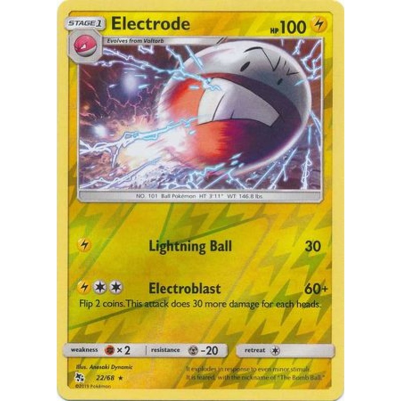 Pokemon Card Hidden Fates 22/68 Electrode Rare Reverse Holo