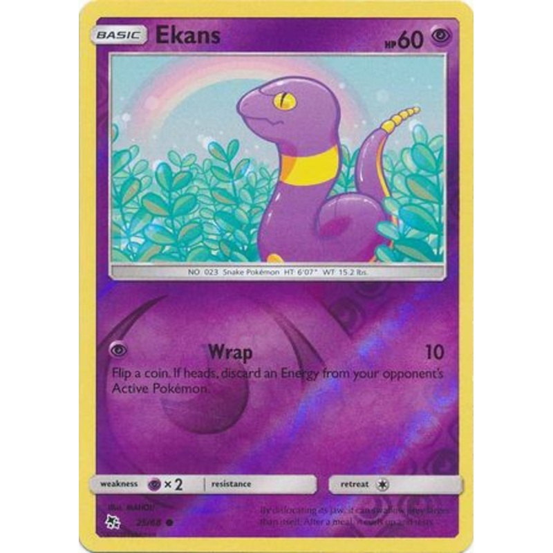 Pokemon Card Hidden Fates 25/68 Ekans Common Reverse Holo
