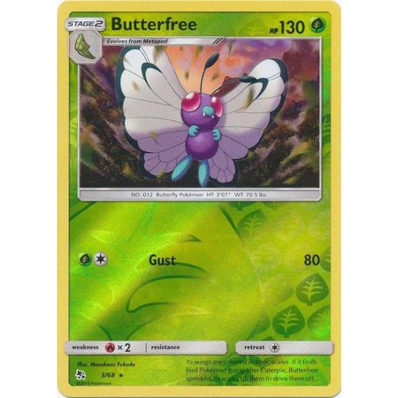 Pokemon Card Hidden Fates 3/68 Butterfree Rare Reverse Holo