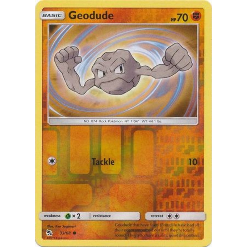 Pokemon Card Hidden Fates 33/68 Geodude Common Reverse Holo
