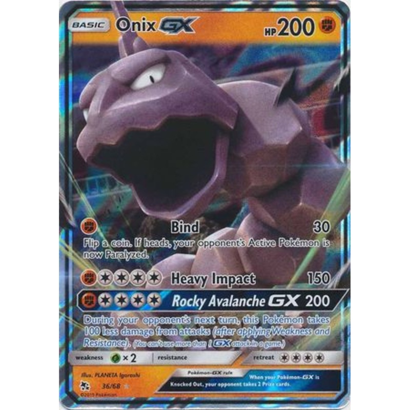 Pokemon Card Hidden Fates 36/68 Onix GX Ultra Rare