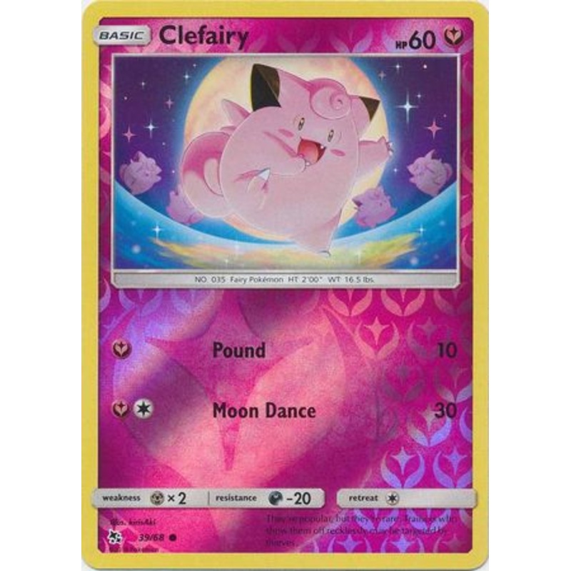 Pokemon Card Hidden Fates 39/68 Clefairy Common Reverse Holo