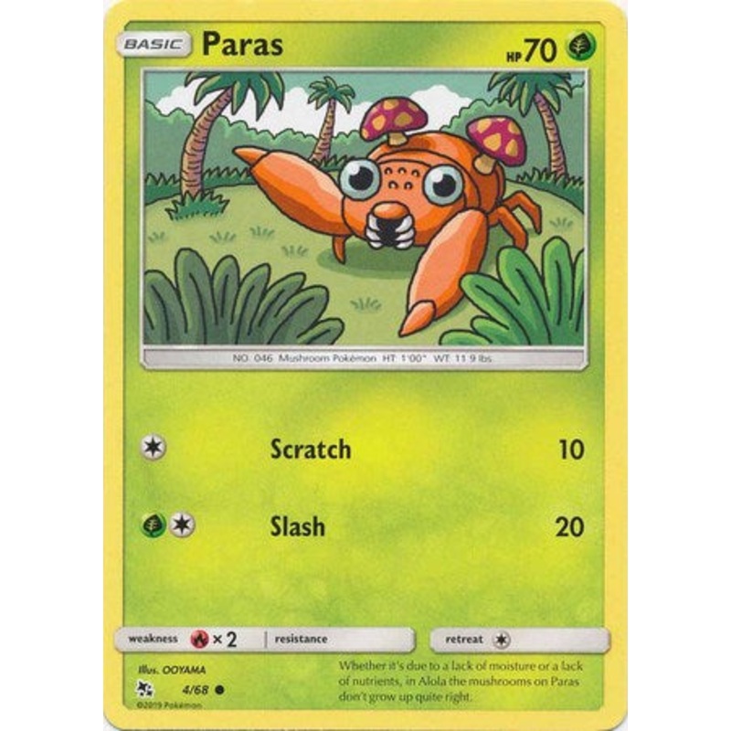 Pokemon Card Hidden Fates 4/68 Paras Common