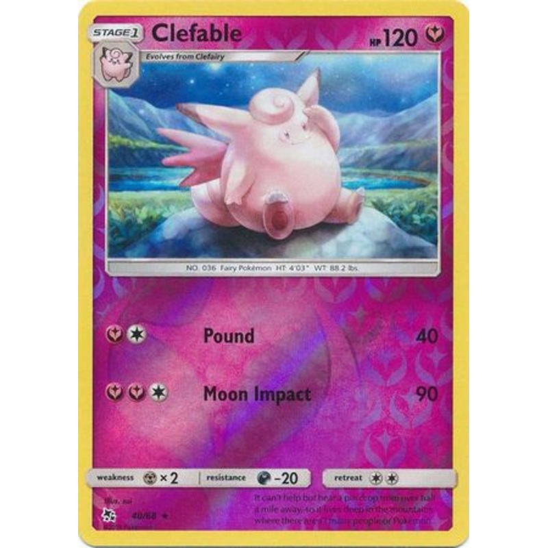 Pokemon Card Hidden Fates 40/68 Clefable Rare Reverse Holo