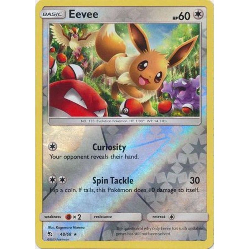 Pokemon Card Hidden Fates 48/68 Eevee Rare Reverse Holo