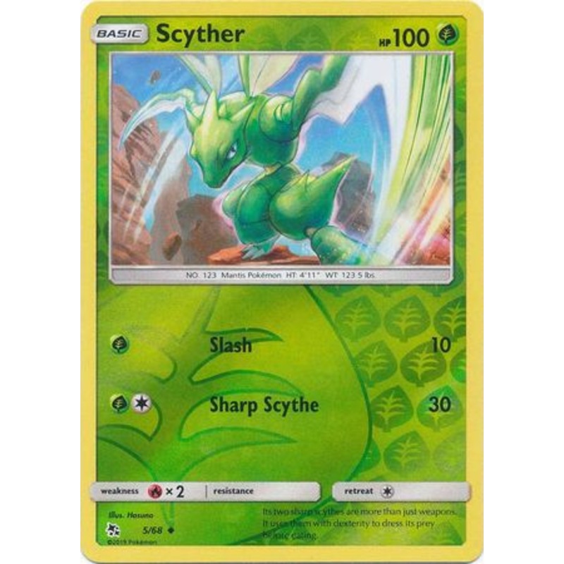 Pokemon Card Hidden Fates 5/68 Scyther Uncommon Reverse Holo