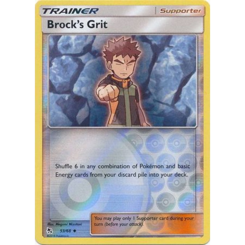 Pokemon Card Hidden Fates 53/68 Brock’s Grit Supporter Uncommon Reverse Holo