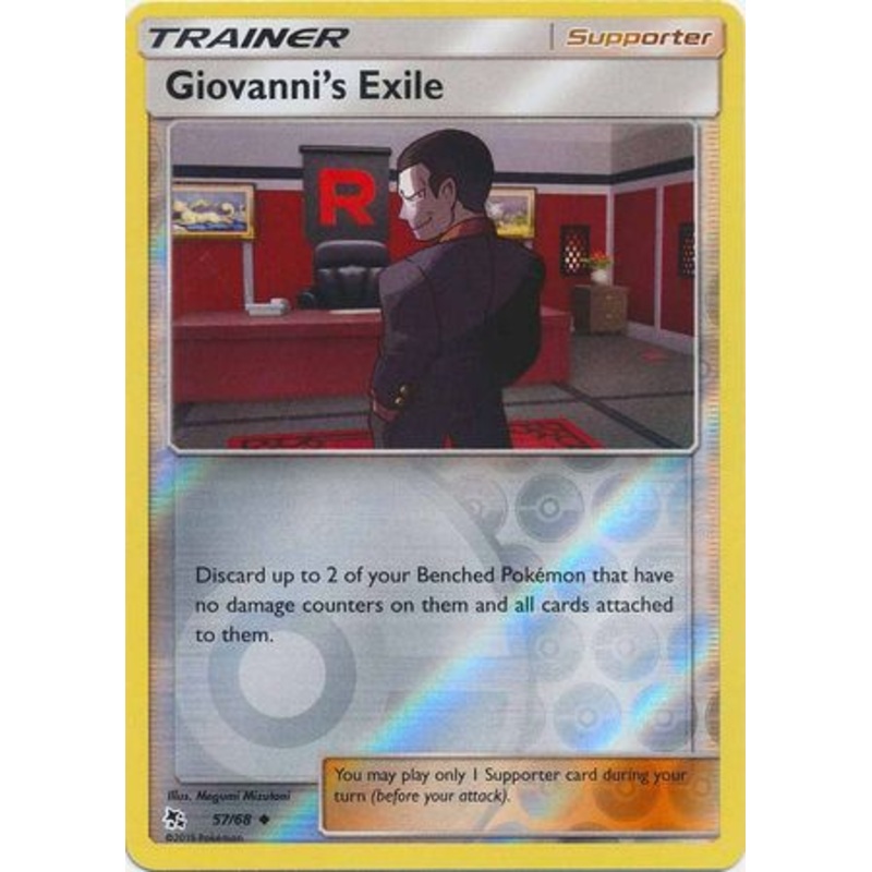 Pokemon Card Hidden Fates 57/68 Giovanni’s Exile Supporter Uncommon Reverse Holo